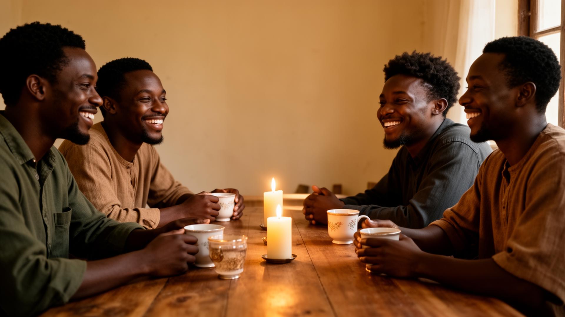 Frères partageant un moment de fraternité autour d'une bougie
